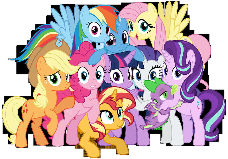 My Little Pony, My Little Pony: Friendship is Magic, Twilight Sparkle , Rarity (My Little Pony) , Sunset Shimmer , Spike (My Little Pony) , Fluttershy (My Little Pony) , Trixie (My Little Pony) , Rainbow Dash , Applejack (My Little Pony) , Pinkie Pie , Starlight Glimmer, HD wallpaper