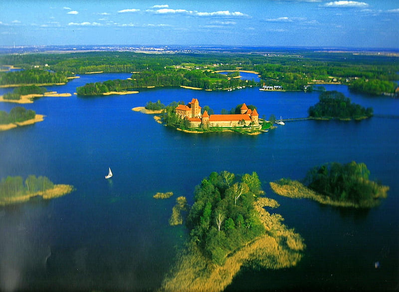 Trakai Castle, Lithuania, lithuania, tourist attraction, trakai castle, castle, HD wallpaper