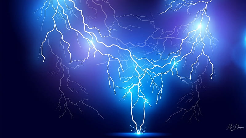 Lightning, thunder, sky, storm, electrical, Firefox Persona theme, blue, HD wallpaper