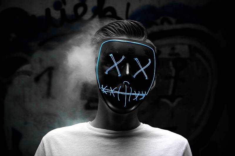 Man Wearing Blue Mask , mask, graphy, HD wallpaper