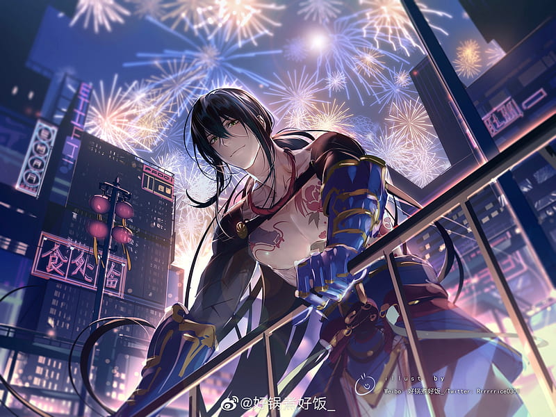 Fate grand order, shinjuku assassin, fireworks, handsome anime boy, Anime,  HD wallpaper | Peakpx