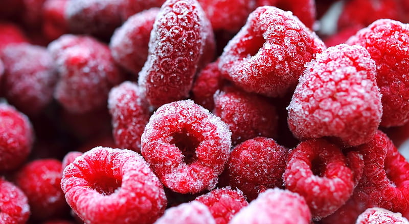 Frozen red berries, fruits, graphy, food, berries, berry summer, raspberry, HD wallpaper