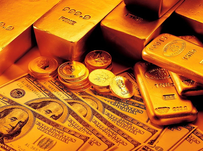 Solid Gold, gold, gold bars, gold bricks, gold bullion, gold coins, HD wallpaper