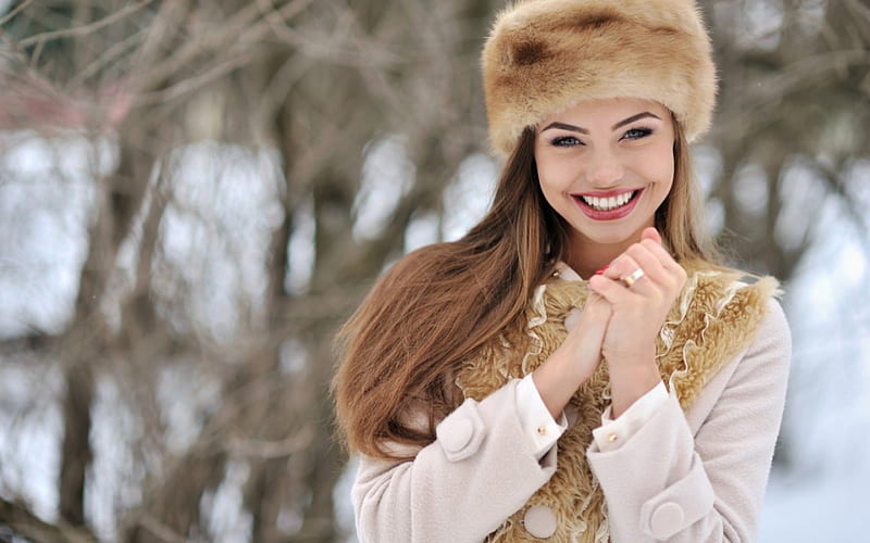 beauty, russian, lady, winter, HD wallpaper