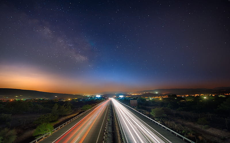 Interstate Night Highway-s, HD wallpaper