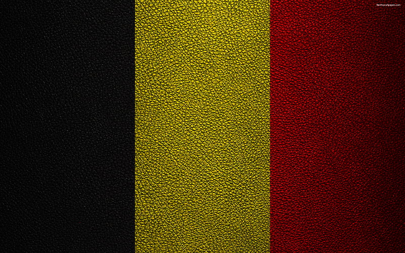 Flag of Belgium leather texture, Belgian flag, Europe, flags of Europe, Belgium, HD wallpaper