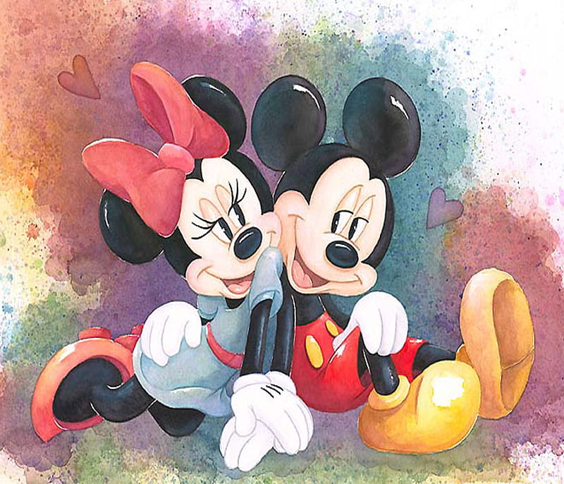 Mickey Mouse, couple, cute, flowers, good, love, minnie, wink, HD wallpaper  | Peakpx