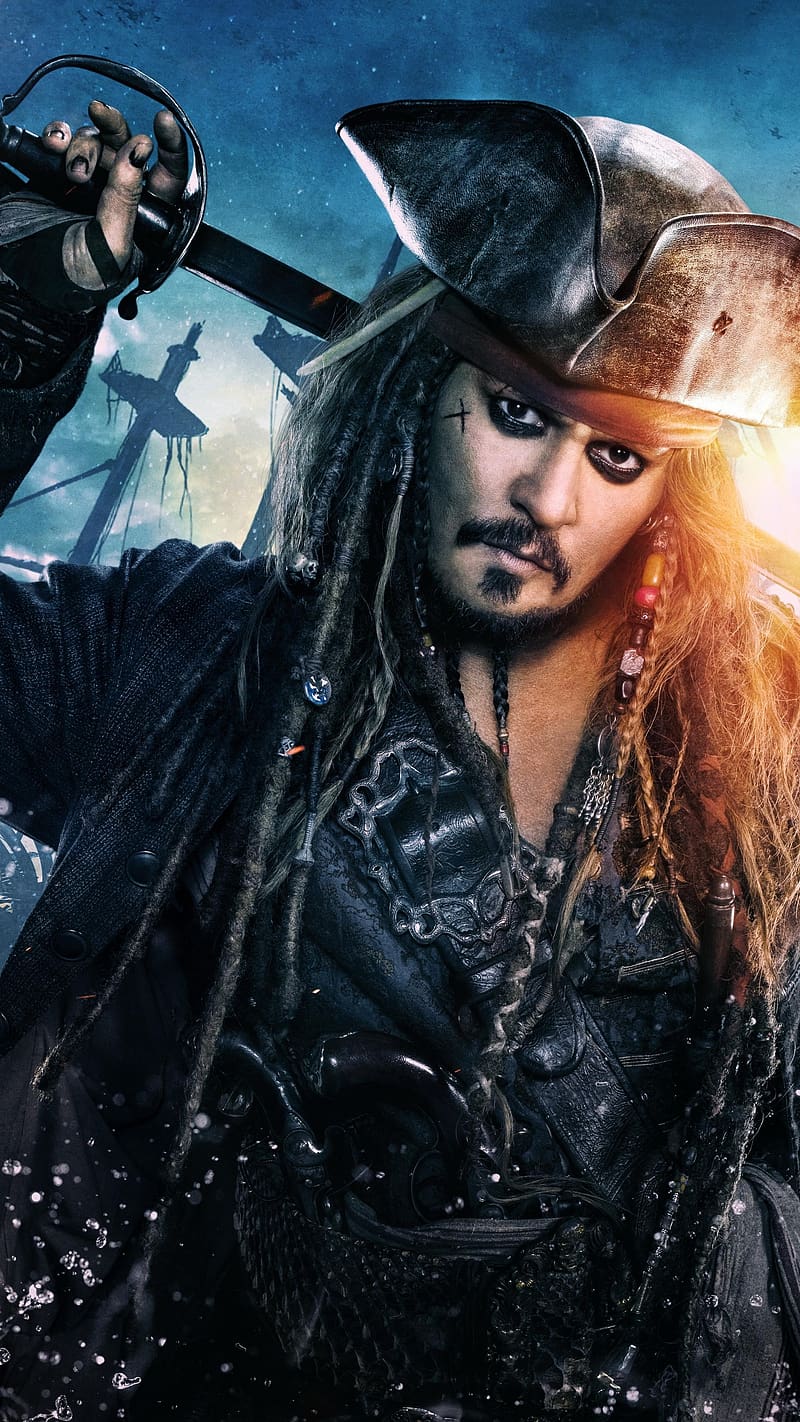 Jack Sparrow With Blue And Orange Effect, jack sparrow, blue, orange effect, pirate, johny depp, actor, HD phone wallpaper