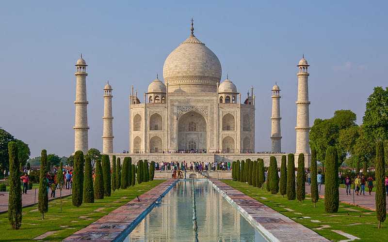 Taj Mahal, indian landmarks, mausoleum, Agra, India, HD wallpaper
