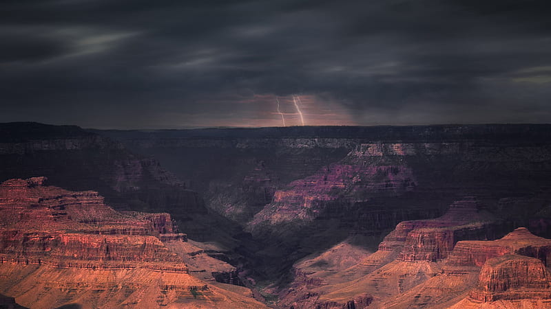 Storm Passing Through The Grand Canyon, grand-canyon, national-park, nature, storm, HD wallpaper