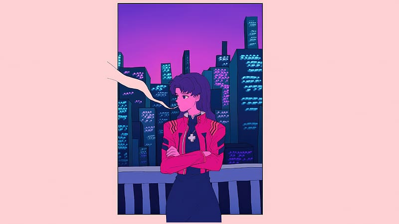 Katsuragi Misato Neon Genesis Evangelion, neon-genesis-evangelion, anime-girl, anime, minimalism, minimalist, smoking, HD wallpaper