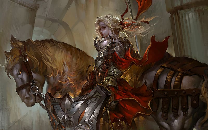 Fantasy, Horse, Knight, Armor, Woman Warrior, Joan Of Arc, HD wallpaper