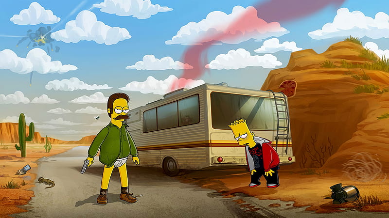 Bart And Heisenberg Simpson , the-simpsons, cartoons, animated-tv-series, heisenberg, breaking-bad, HD wallpaper