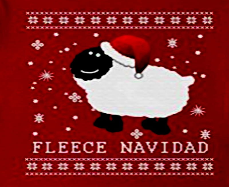 Fleece Navidad, Red, Christmas, White, Fleece, Sheep, Hats, Animals, HD wallpaper