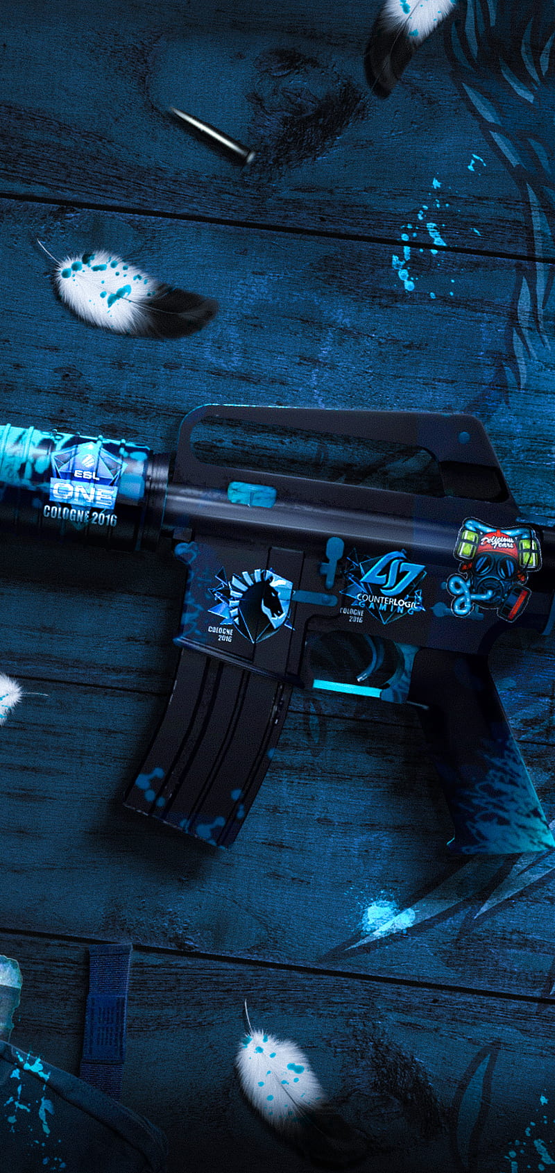 Download wallpaper counter strike, global offensive, awp, skin, cs:go,  asiimov, section weapon in resolution 1366x768