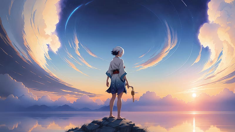 Cloudscape Anime Girl, artist, artwork, digital-art, deviantart, HD wallpaper