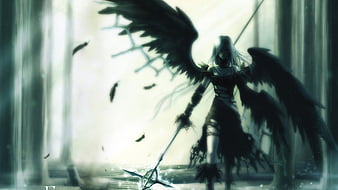 dark anime girl with wings