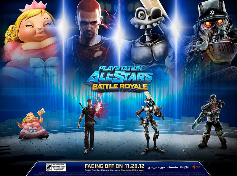 PlayStation All-Stars Battle Royale Line-Up 6, MediEvil, Infamous, Colonel Radec, Sir Daniel Fortesque, Crossover, Fat Princess, Evil Cole MacGrath, Killzone, HD wallpaper