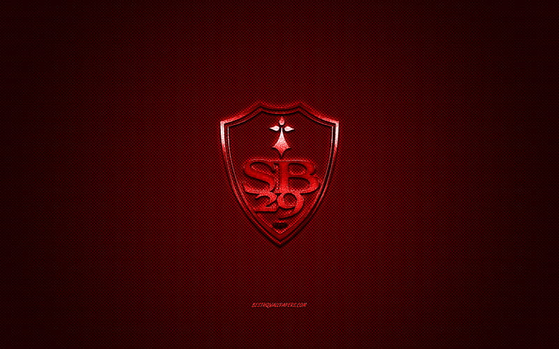Stade Brestois 29, French football club, Ligue 1, Red logo, Red carbon fiber background, football, Brest, France, Stade Brestois 29 logo, HD wallpaper