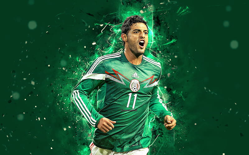 Carlos Vela, abstract art, Mexico National Team, fan art, Vela, soccer, footballers, neon lights, Mexican football team, HD wallpaper