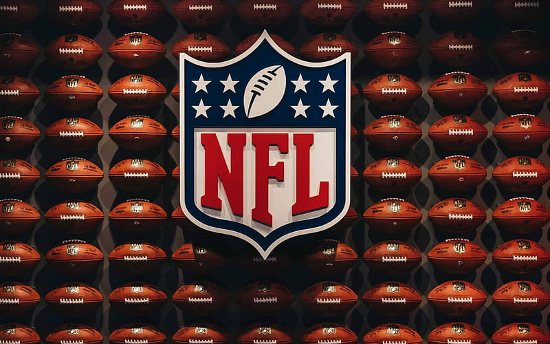 NFL, American football league, National Football League, NFL logo, USA, American football balls, NFL emblem, American Professional Football Conference, HD wallpaper