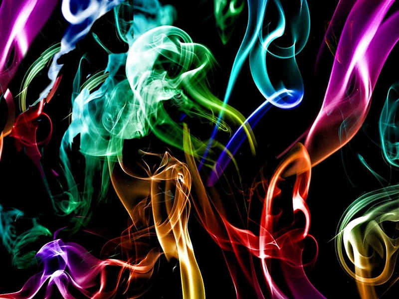 Smoke in Color, colorful, 3d, black background, bright, abstract, smoke, HD  wallpaper | Peakpx