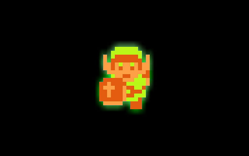 Link 8 bits, cute, videogames, cool, green, link, zelda, black, 8bits, HD wallpaper