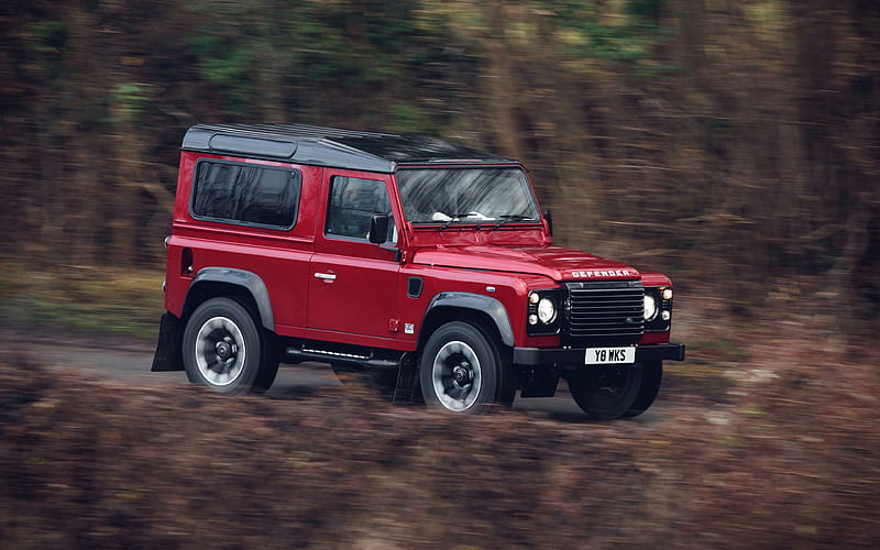 Land Rover Defender, Works V8, 2018, redesigned SUV, red Defender, British cars, HD wallpaper