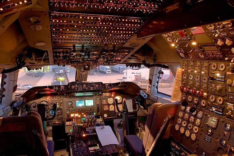 Boeing 747 Cockpit, boeing 747, airliner, cockpit, boeing, HD wallpaper
