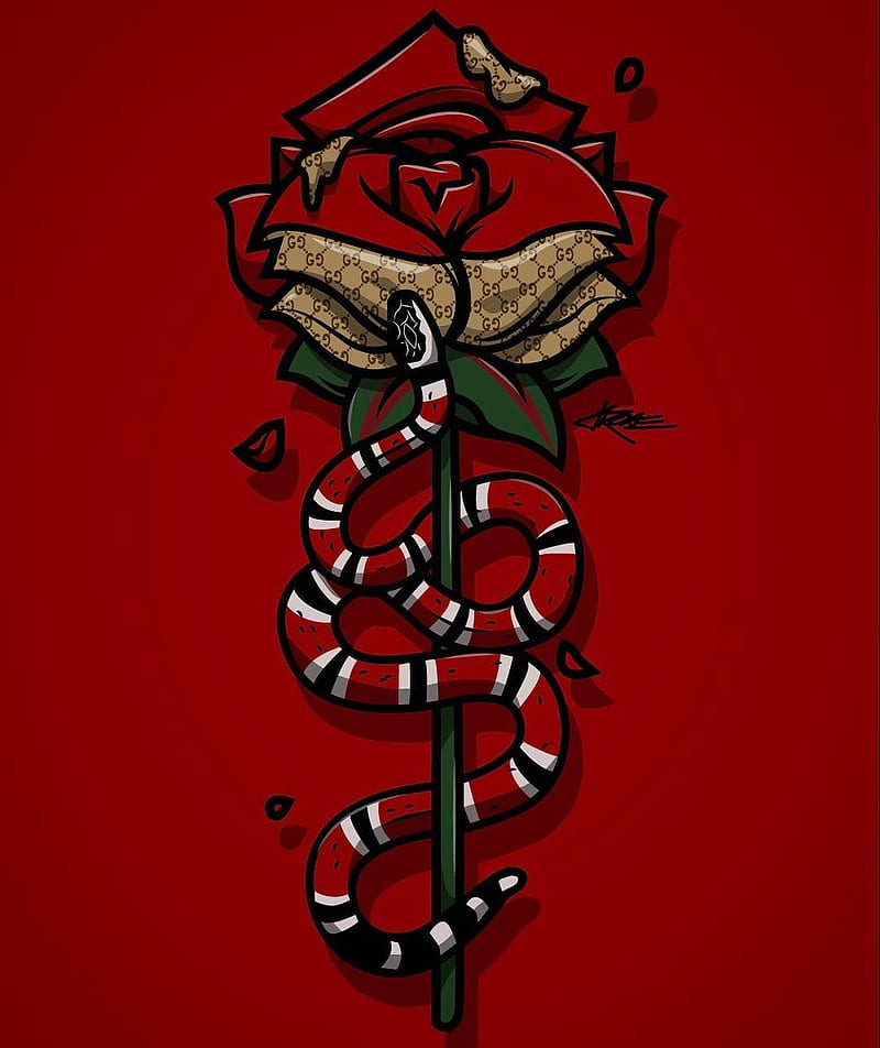 Gucci Gang, 2018, dope, logo, red, rose, supreme, HD phone wallpaper