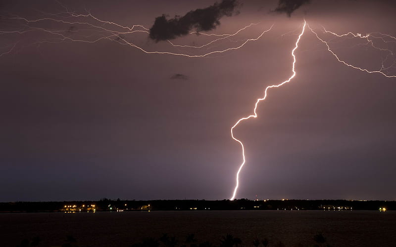 cool lightning strikes-Night sky, HD wallpaper