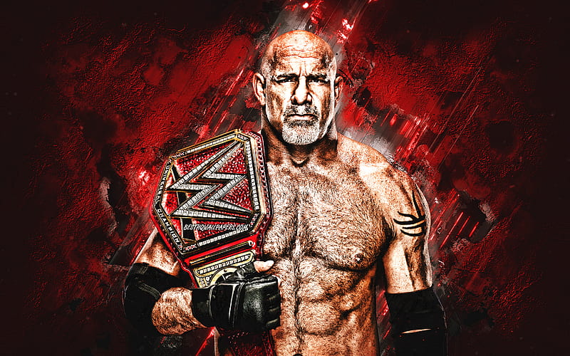 Bill Goldberg, portrait, WWE, american wrestler, William Scott Goldberg, red stone background, USA, HD wallpaper
