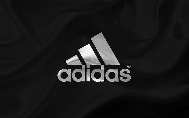Adidas, Emblem, Adidas logo, black silk, HD wallpaper