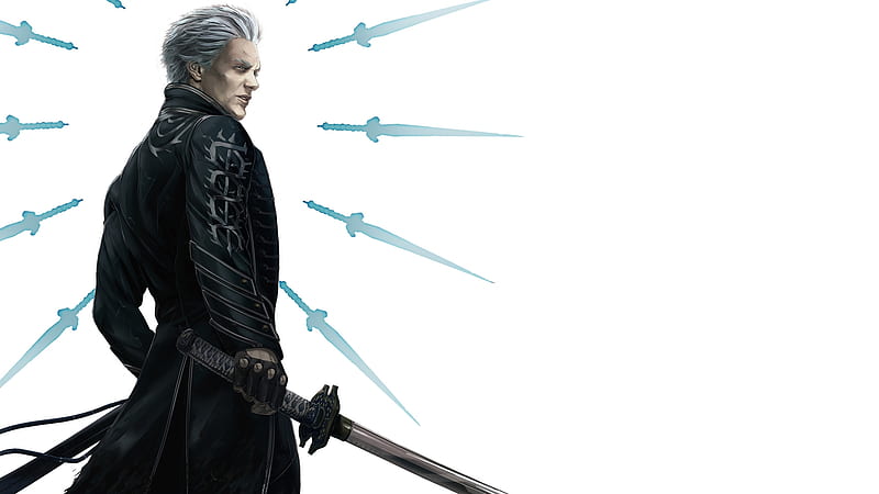 vergil, devil may cry 5, sword, knives, anime style, Anime, HD wallpaper