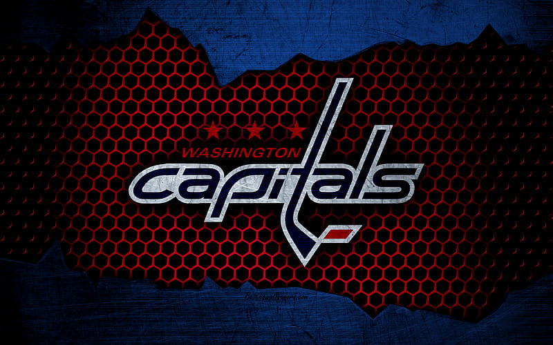 Washington Capitals, fiery logo, NHL, purple wooden background, american  hockey team, HD wallpaper