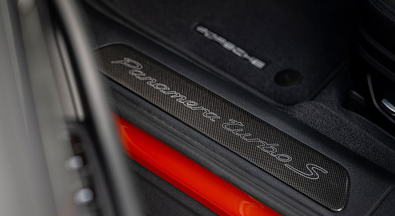 2021 Porsche Panamera Turbo S Sport Turismo (Color: Papaya Metallic) - Door Sill , car, HD wallpaper