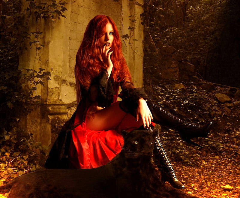 Lady Morgana, graveyard, jaguar, vampire, woman, HD wallpaper | Peakpx