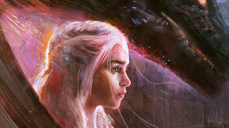 Emilia Clarke Daenerys Art, daenerys-targaryen, game-of-thrones, tv-shows, artist, artwork, digital-art, artstation, HD wallpaper