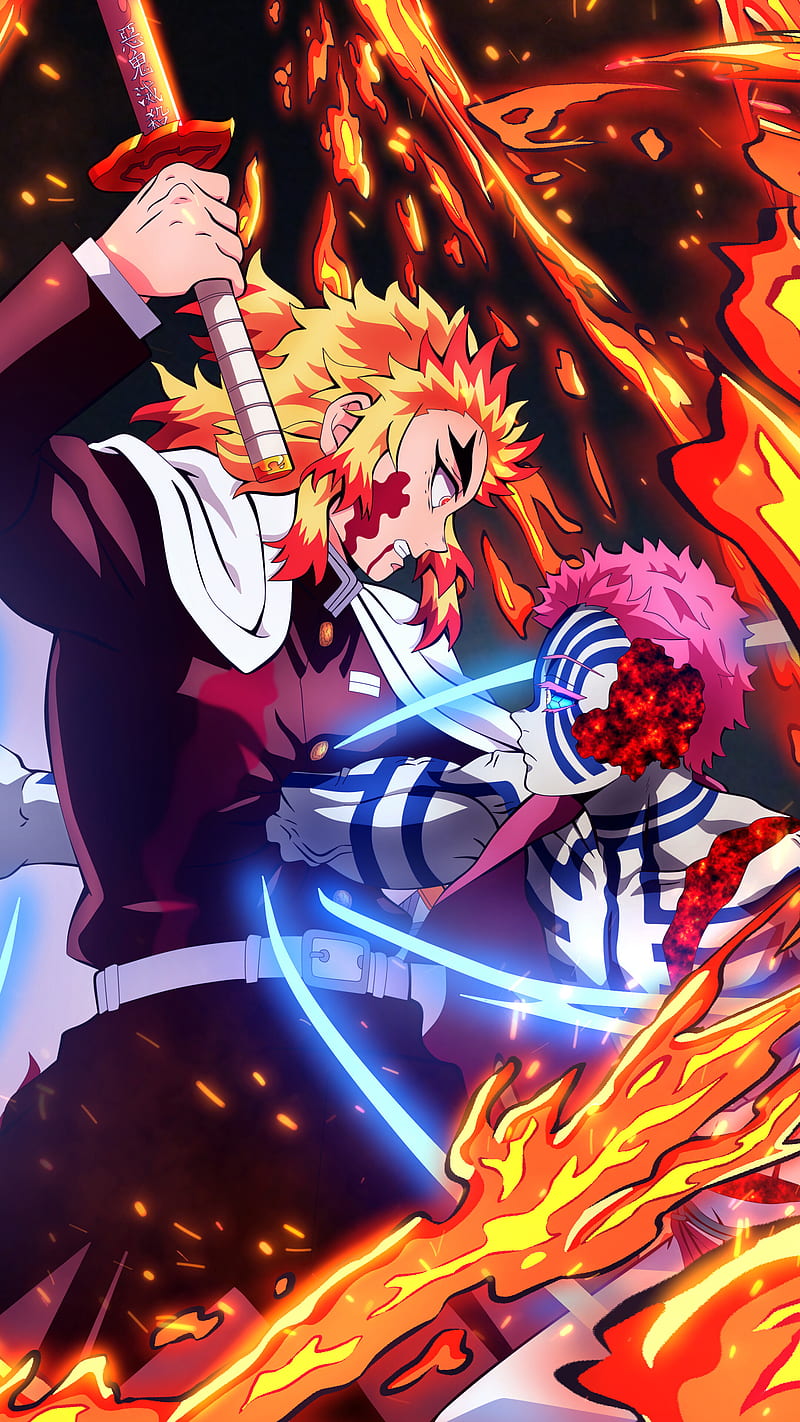 Rengoku Vs Akaza Anime Demon Slayer Fire Flames Kimetsu No Yaiba Manga Hd Mobile Wallpaper Peakpx