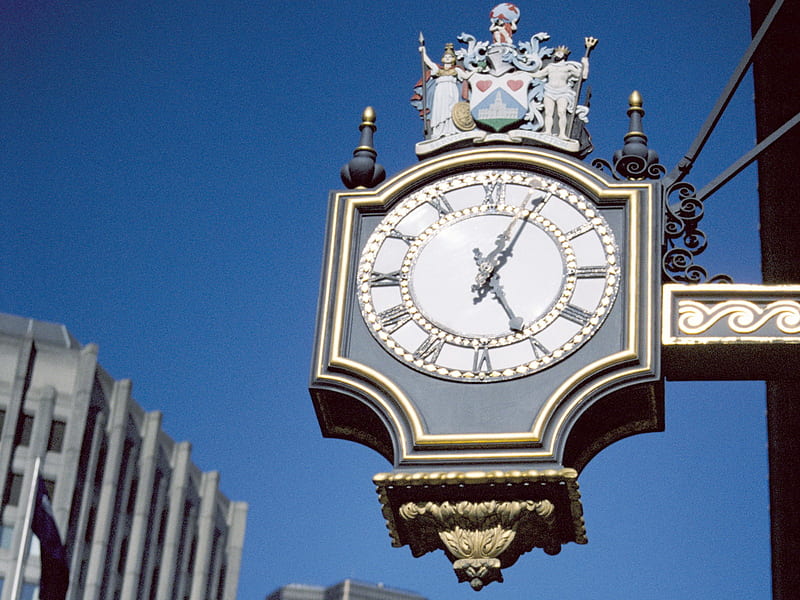 street the decorated wall clock-London graphy, HD wallpaper