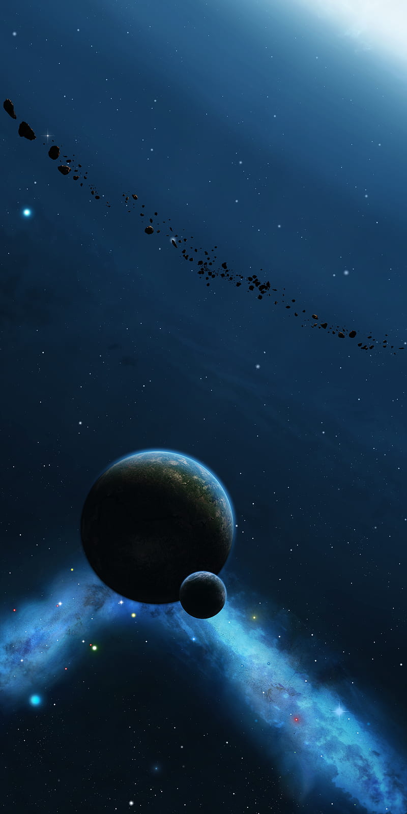 planets, asteroids, nebula, galaxy, space, HD phone wallpaper