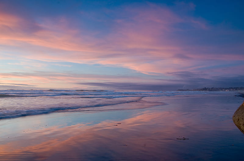 ocean, shore, beach, sky, california, HD wallpaper