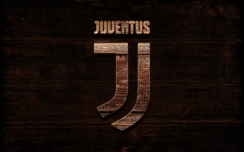 Juventus FC, art, new wooden logo, new emblem, Italian football club, creative art, football, Serie A, Italy, Juve, wood texture, HD wallpaper