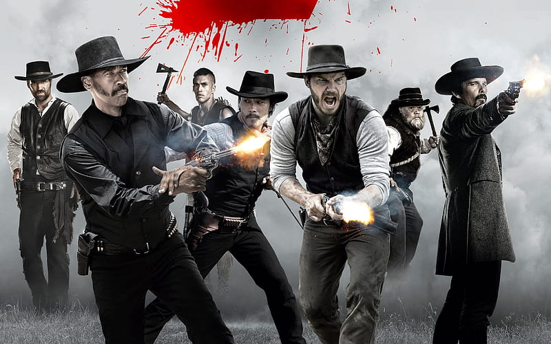 The Magnificent Seven, western, 2016, poster, HD wallpaper