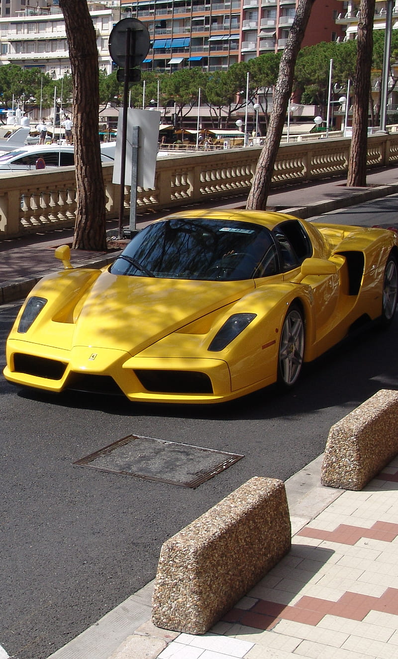Ferrari Enzo, car yellow, HD phone wallpaper