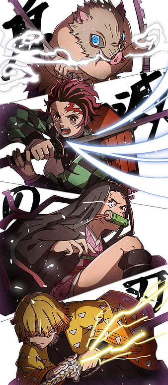 Tanjiro Inosuke Y Zenitsu De Kimetsu Stock Illustration 2053441322