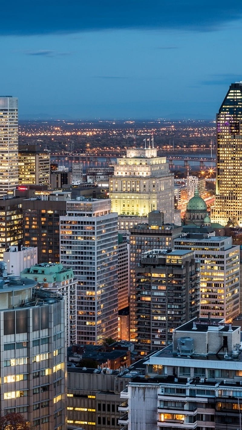 Montreal Skyscrapers, canada, canadian, city, lights, quebec, HD phone wallpaper