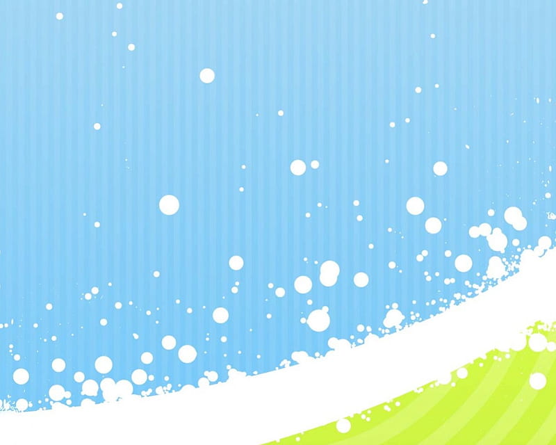 Snow Balls, green, falling, white, sky, blue, HD wallpaper