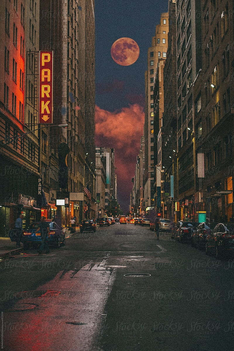 Moon view, ay, city, new, new york, night, rain, street, york, HD phone  wallpaper | Peakpx