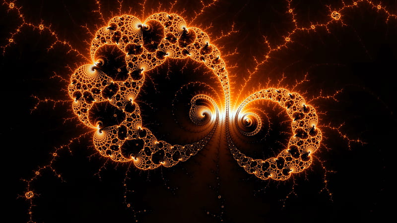 fractal, swirling, tangled, glow, abstraction, HD wallpaper